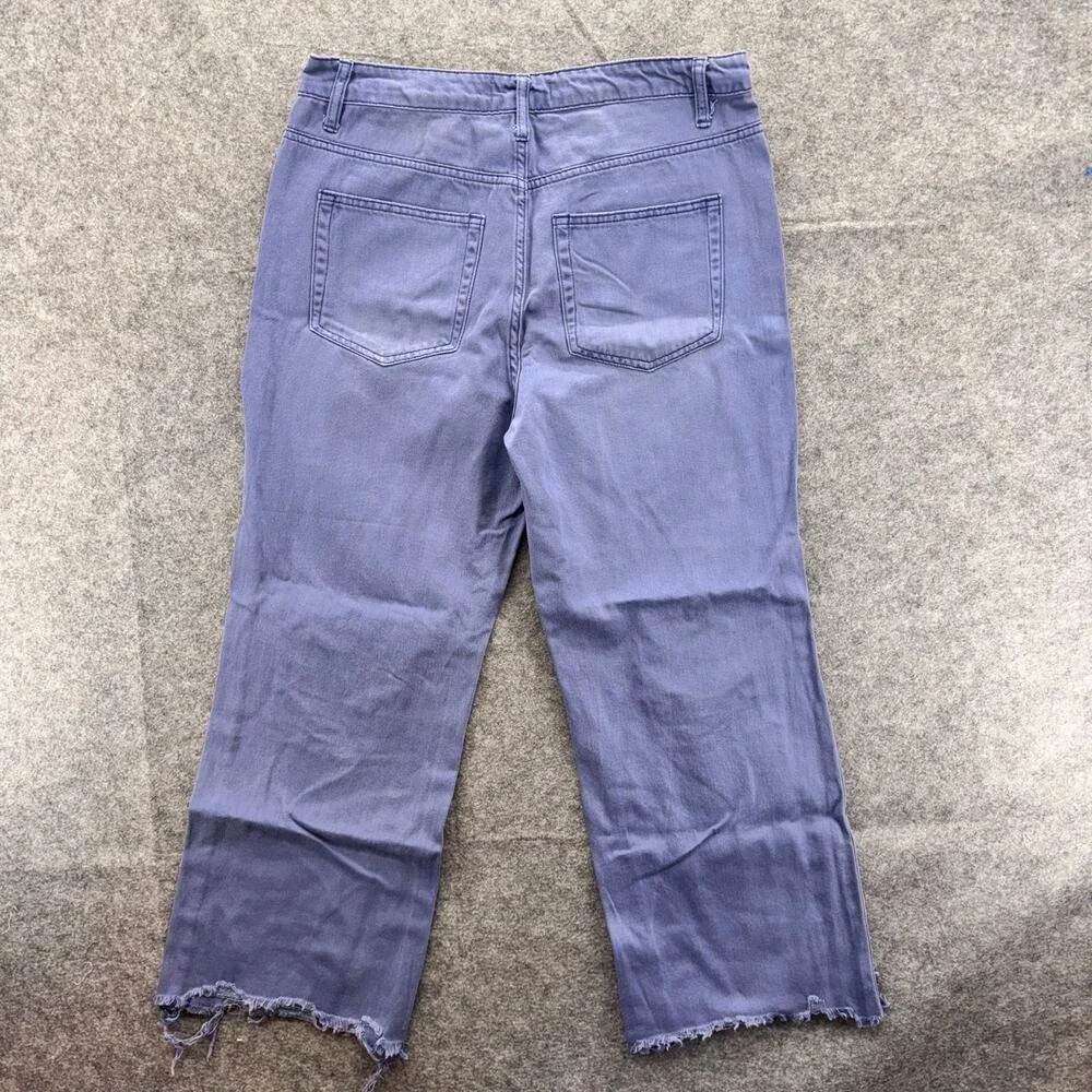 VERMET Wide Leg Jeans Distressed Ripped Crop Denim Size 30 Blue High‎ Rise 90s